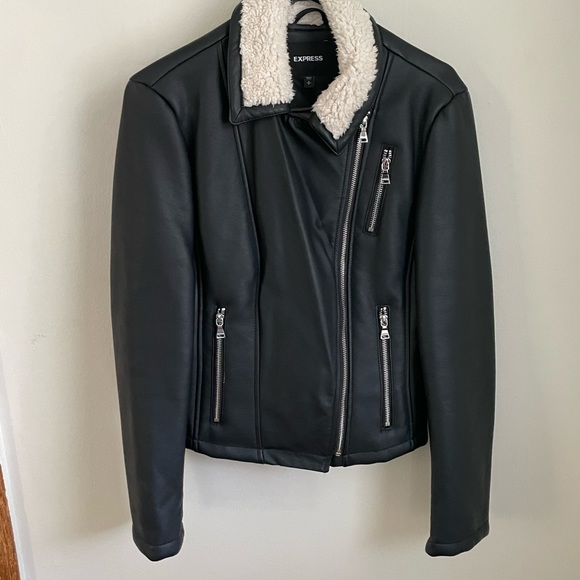 Express Sherpa Lined Faux Leather Jacket - Picture 2 of 6